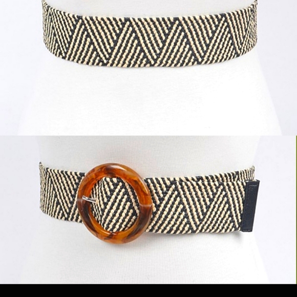 Woven Elastic Tortoise Shell Buckle Belt - Picture 3 of 9